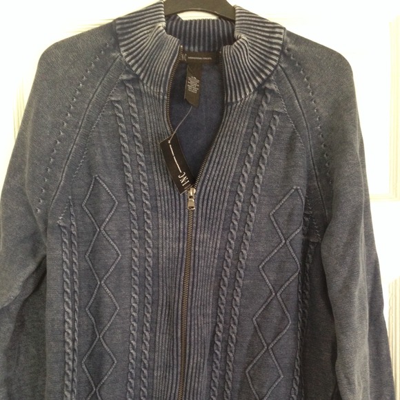 Men's distressed zip up sweater NWT!