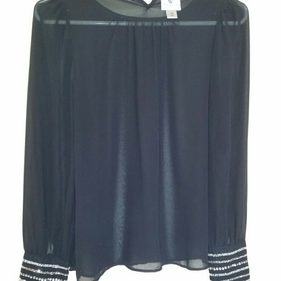 Sheer Black Worthington shirt - embellished