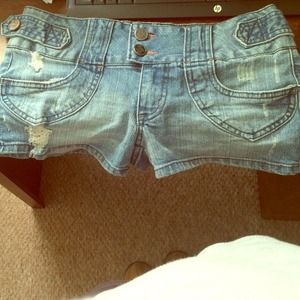 distressed jean shorts