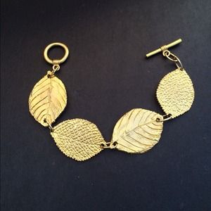 Gold plated leaf bracelet