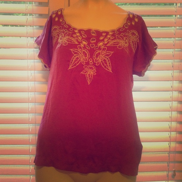Purple/Pink Embroidered Top