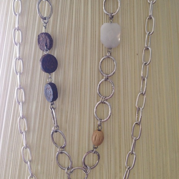 2 sets of long necklaces w/ stones, carved wood - Picture 2 of 3