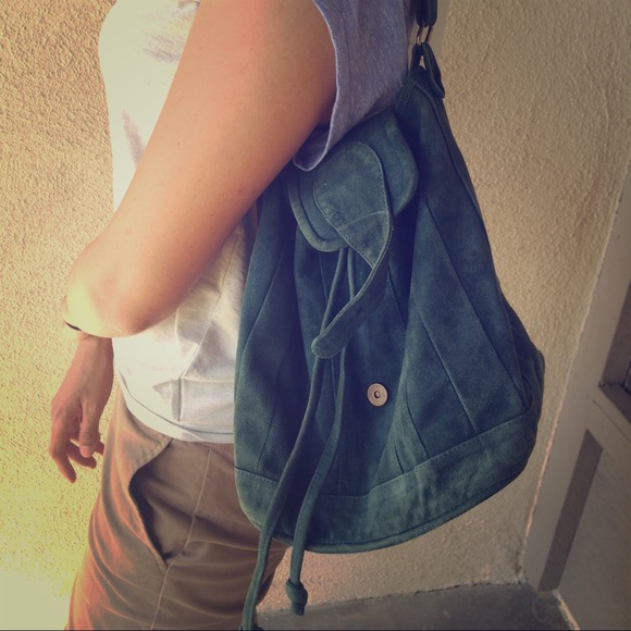 Vintage suede bucket bag