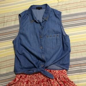 😎🌞sleeveless chambray shirt😎🌞