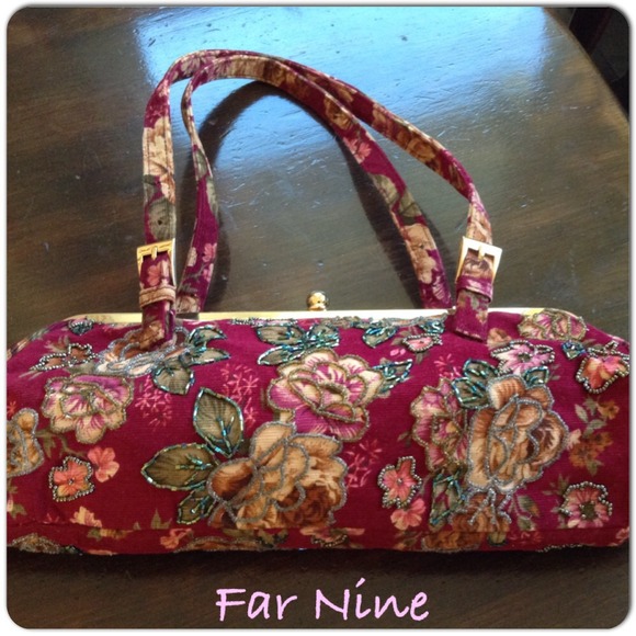Far Nine Handbags - Colorful Corduroy Beaded Bag