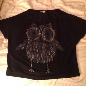 Owl Crop Top Sz S Owl Crop Top Sz S