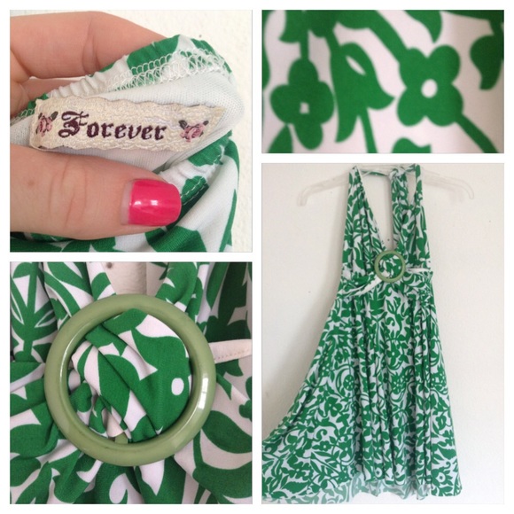 F21 Green Floral Halter