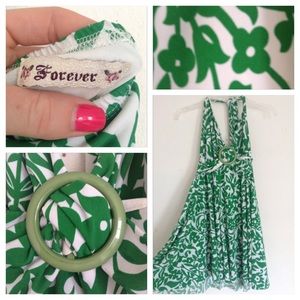 F21 Green Floral Halter