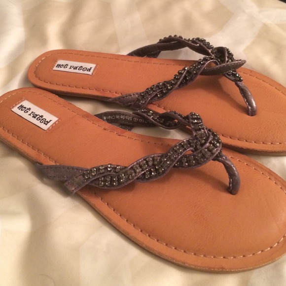 Gunmetal silver gem sandals