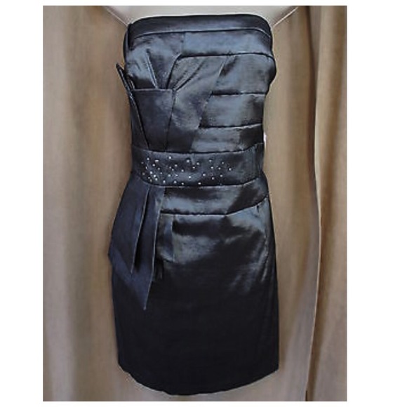 Jessica McClintock strapless cocktail silver dress
