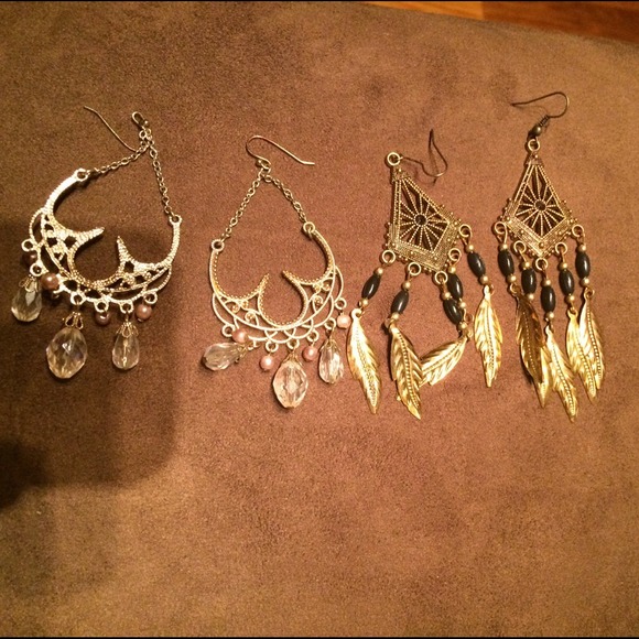 Gold hanging earrings