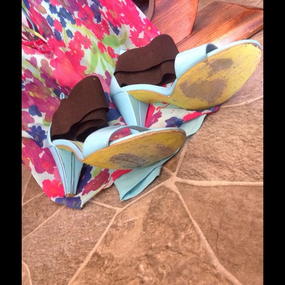 KENSIEGIRL turquoise splash lime high-heel Sandals - Picture 2 of 3