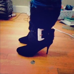 Black high heel boots