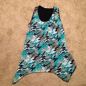 Sheer asymmetrical tunic