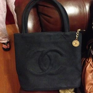 Black suede Chanel purse