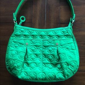 Vera Bradley quilted green microfiber shoulder bag