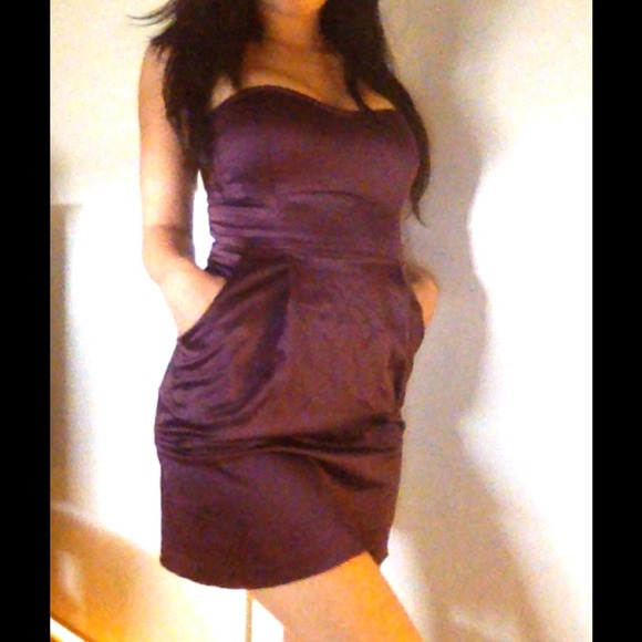 Strapless Purple Satin dress!!