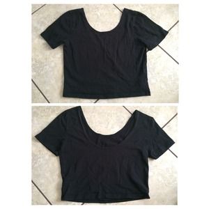 Black cropped top with a scooped low back