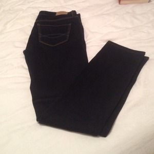 Dark wash straight leg Abercrombie jeans.