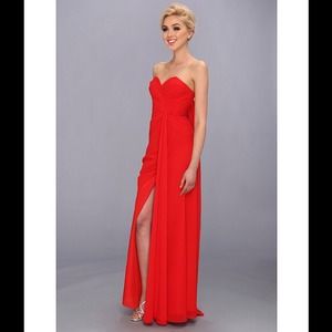 Faviana Red Strapless Prom Formal Dress