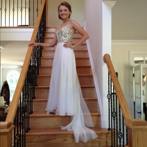 Beautiful white prom dress with a cut out back