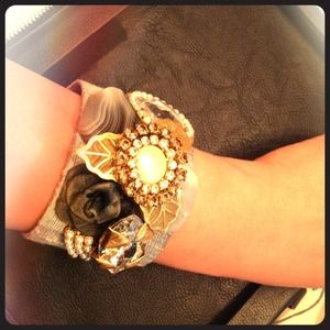 Jeweled Grey Cuff Bracelet