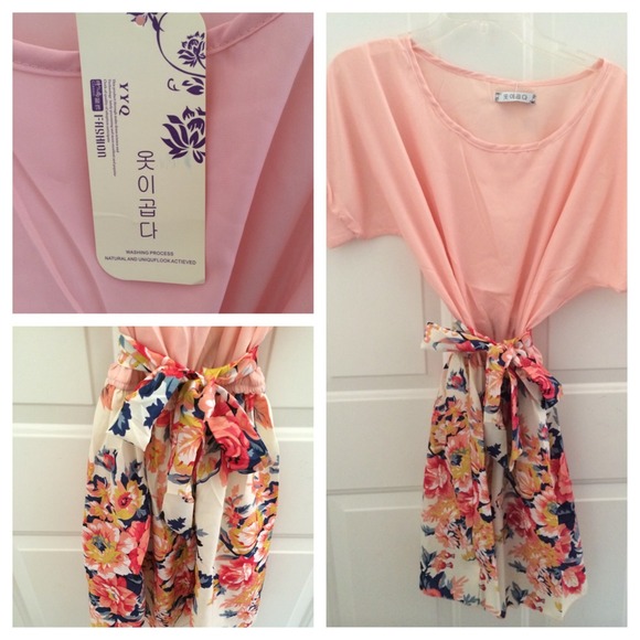 Pink floral print dress