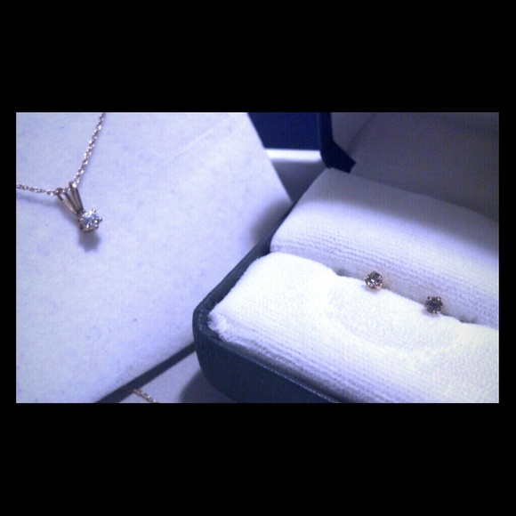 Dainty CZ necklace & earring set