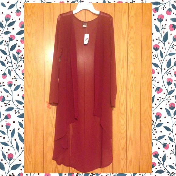 Long maroon kimono cardigan