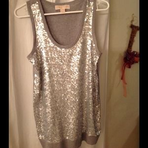 Silver sequin Michael Kors knit tank top