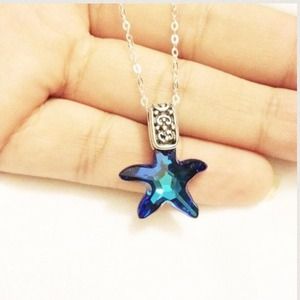 Silver Necklace, Swarovski Starfish