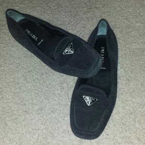 100% authentic PRADA black suede flat loafers 7.5