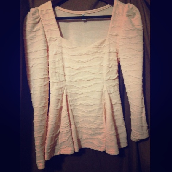 Pretty In Pink Long Sleeve Peplum Shirt