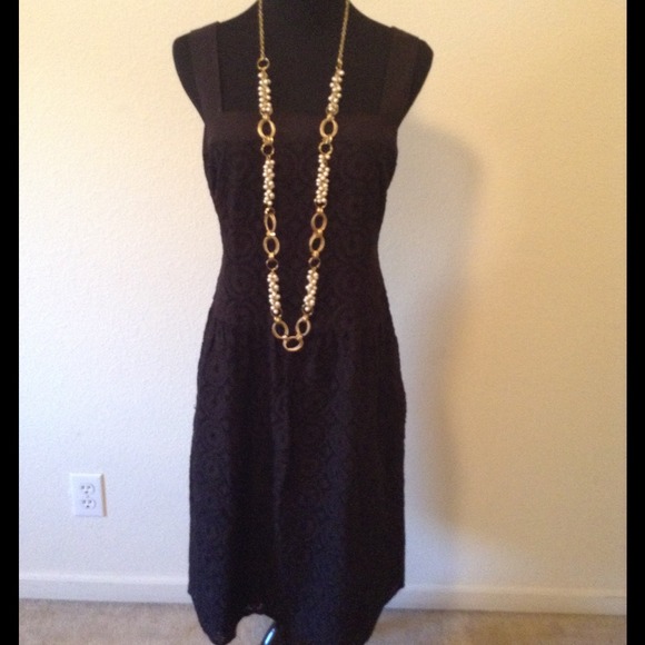 BLACK EYELET DRESS NWT$89 SIZE 8