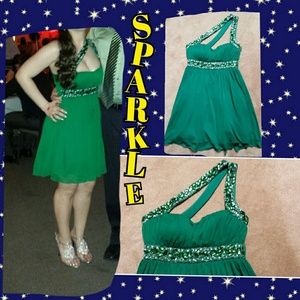 One shoulder evening dress