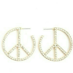 Peace earrings w/ rhinestones