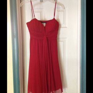 Red Spaghetti Strap Polyester cocktail dress