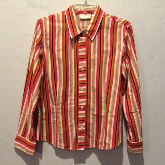 Liz Claiborne Tops - LIZ CLAIBORNE  PINKS  REDS, & WHITE SHIRT