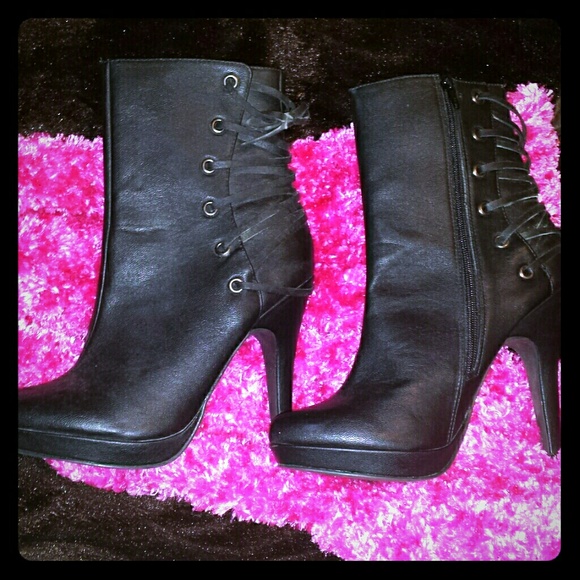 Black pleather boots