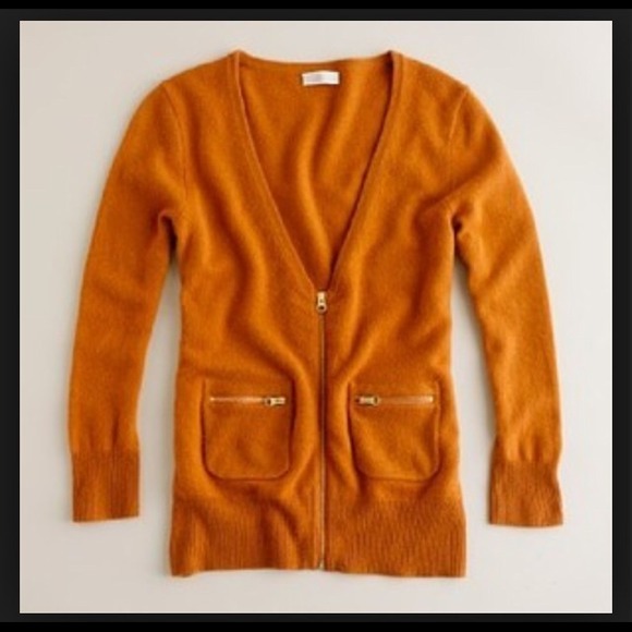 J Crew Cashmere Zipped Pocket Cardigan
