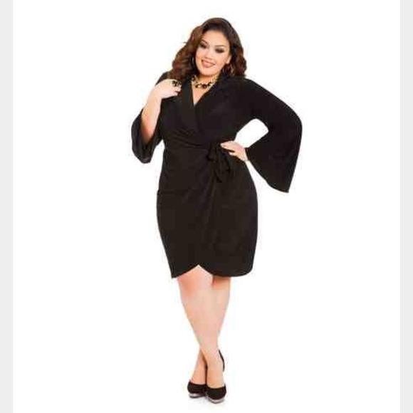 Ashley Stewart black faux wrap dress