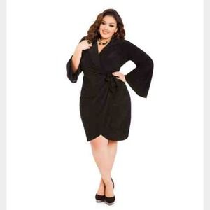 Ashley Stewart black faux wrap dress