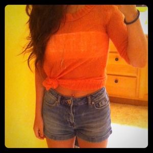 Pretty Aerie sheer sweater in baby pink