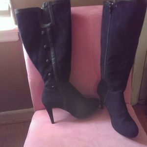 Brand new sued black tuxedo boots!