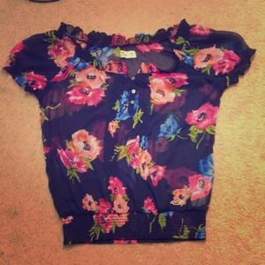 Hollister floral chiffon shirt