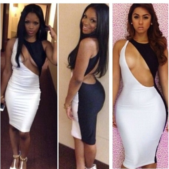 Black and white bodycon dress