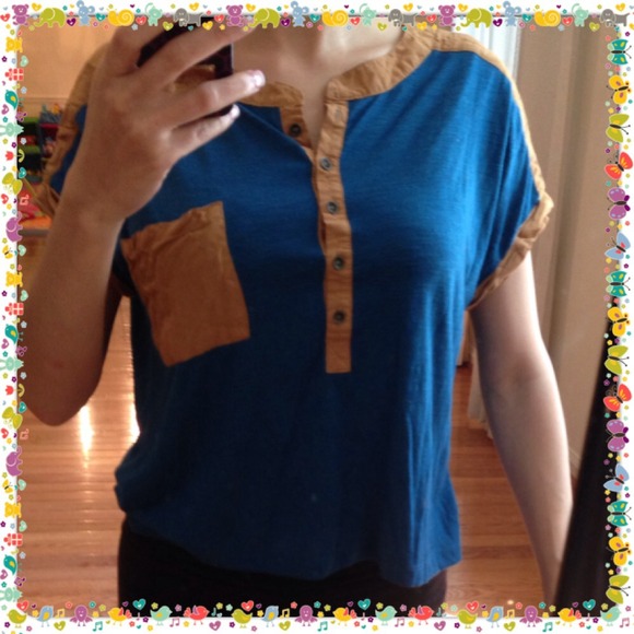 ☀️Blue and Camel Chloe K Crop Top