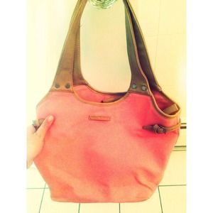 Pink/peach and brown summer purse.