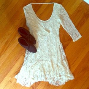 Ivory Lace Scoop Back Dress