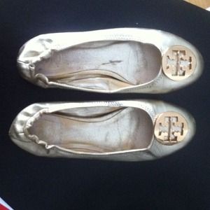 Gold Tory Burch Reva ballet flat- Used.